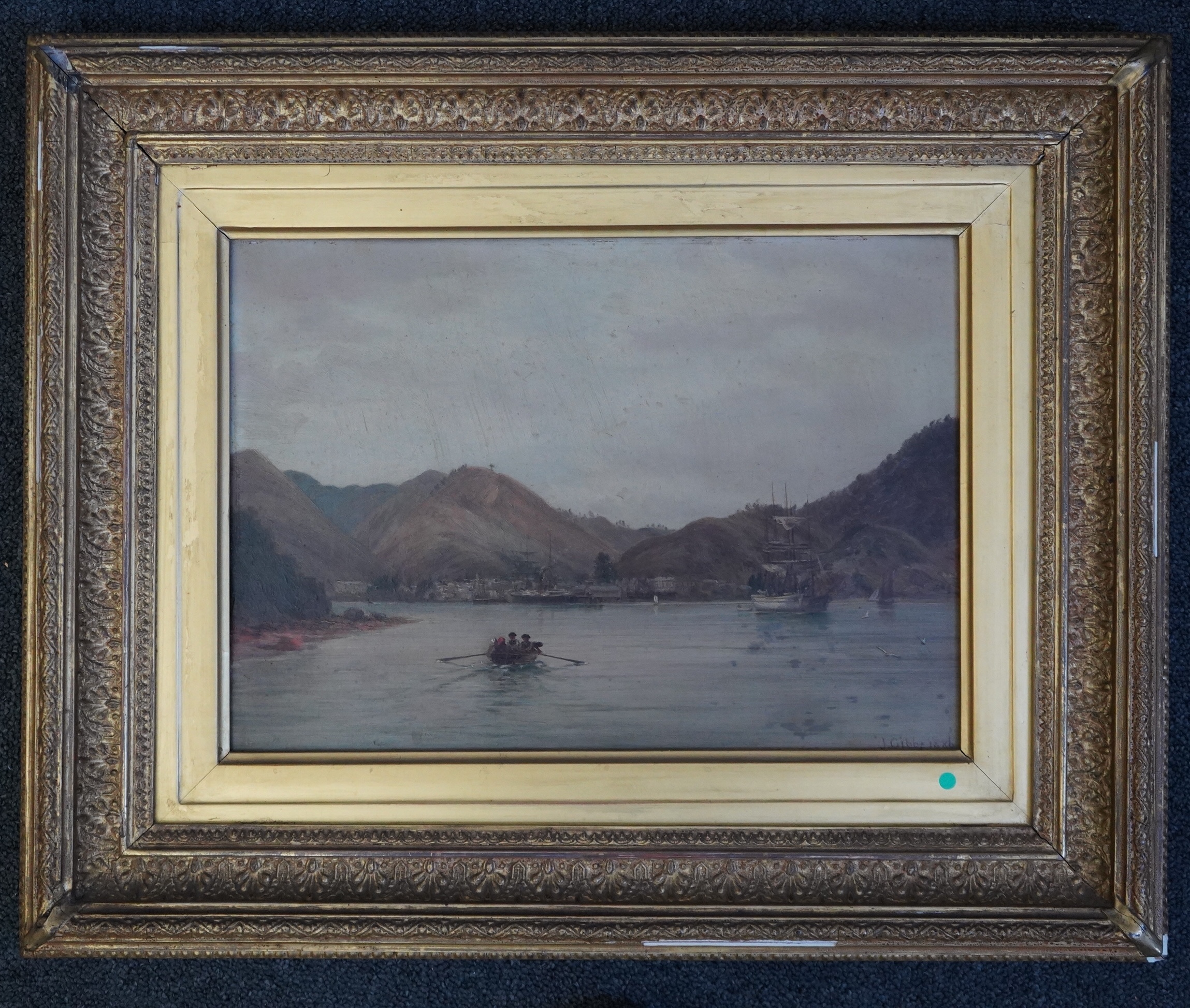 John Gibb (British, 1831-1909), 'No.8 Picton, Queen Charlotte Sound', New Zealand, oil on mill board, 24.5 x 34.5cm